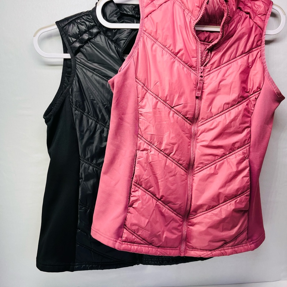 2‎ Avia Pink and Black Quilted Lightweight Vest Duo